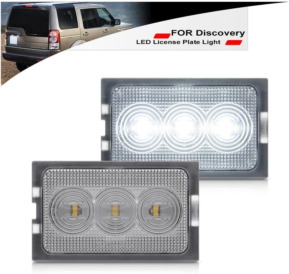 Landrover Led License Plate Light - Led Rear Tag Lights Kit Fit for Discovery L319 LR3 LR4 L320 Range Rover White Number Plate Frame Lamp Bulb Assembly Direct Replacement
