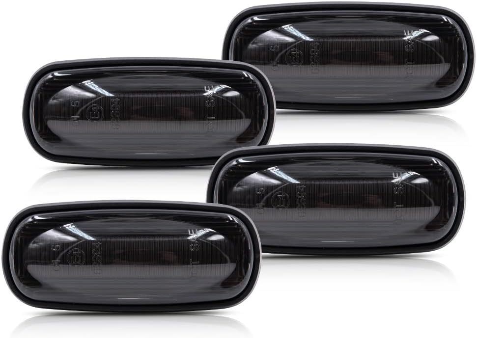 Led Side Marker Lights Replacement for 2003-2009 Do'dge Ram 3500 HD Dual Rear Wheel Amber/ Red Fender Bed Side Markers Euro Smoked Lens Replace OEM Sidemarker Lamps Clearance Parking Light Assembly