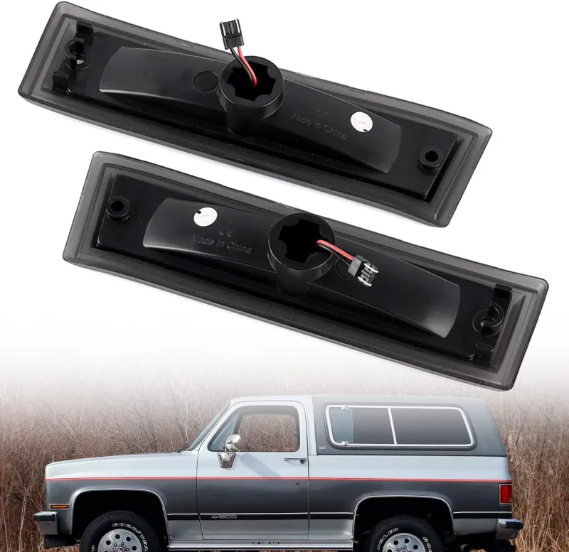 Led Side Marker Lights Replacement for 1978-1987 Chevy C/K Pickup 81-91 Blazer Amber Led Front Fender Side Marker Turn Signal Light Kit Smoked Lens Pair Driver Passenger Lamp Assembly OEM ‎915557