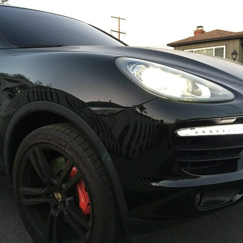 NSLUMO Amber White LED Side Marker Lights for Por-sche Cayenne 958 2011-2014 Smoked Lens Front Bumper Side Marker Switchback Amber Turn Signal & White Running Lights