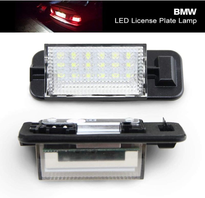 E36 Led License Plate Light Replacement for B-MW E36 3 series 318i 325i 328i 1992 1993 1994 1995 1996 1997 1998 Led Number Plate Lamp Auto Rear Tag Light Assembly Direct Bulb Cover Housing Replacement