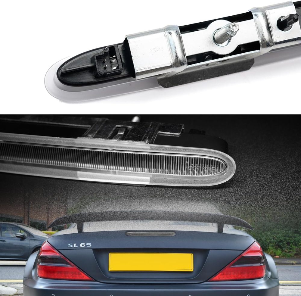 NSLUMO Led Third Brake Light Replacement for Mercedes R230 2007-2012 Benz SL550 AMG 2003-2006 SL500 SL55 AMG Red Strip LED 3rd Brake Center High Mount Stop Lamp Clear Lens CHMSL 923-278