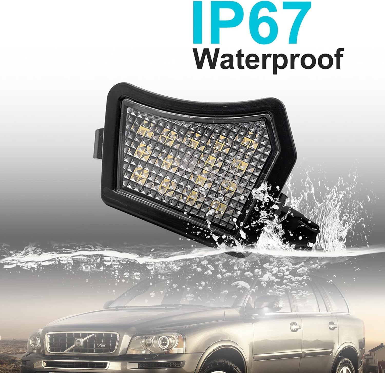 NSLUMO Full LED Side Under-Mirror Puddle Light for Vol-vo XC90 XC70 S60 V60 S80 V70, 18SMD Super Bright Xenon White LED Puddle Lights Lamp Assembly OEM Replacement