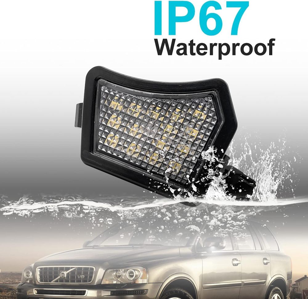 NSLUMO Full LED Side Under-Mirror Puddle Light for Vol-vo XC90 XC70 S60 V60 S80 V70, 18SMD Super Bright Xenon White LED Puddle Lights Lamp Assembly OEM Replacement
