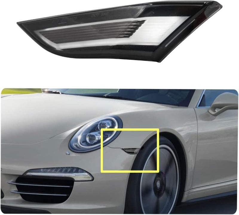 NSLUMO Led Side Marker Lights for Porsche 991 Carrera 981 982 Box-ster 718 Cayman Smoked Lens White LED Side Marker Assembly