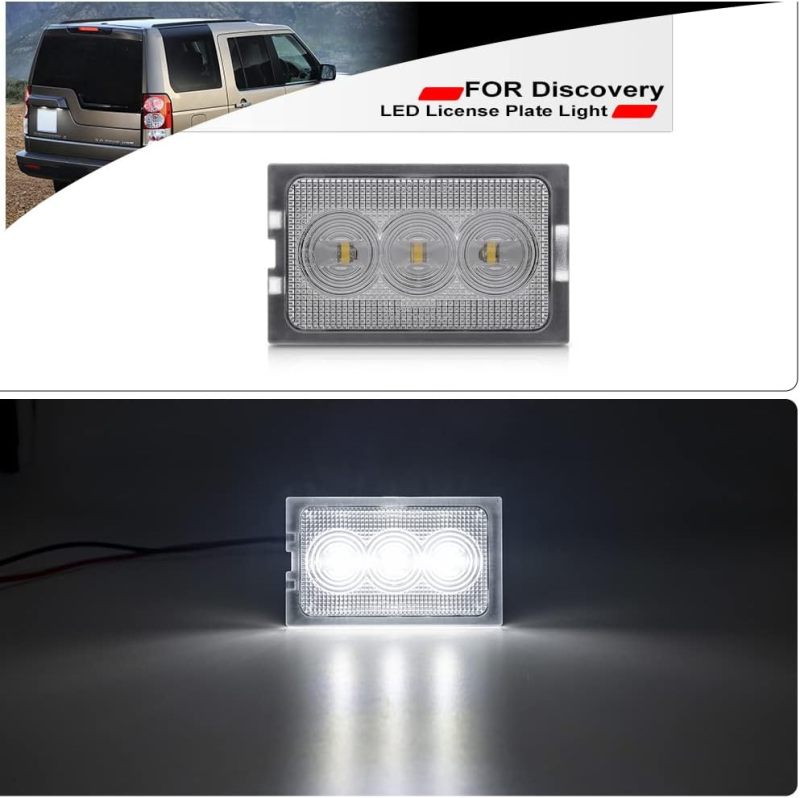 Landrover Led License Plate Light - Led Rear Tag Lights Kit Fit for Discovery L319 LR3 LR4 L320 Range Rover White Number Plate Frame Lamp Bulb Assembly Direct Replacement