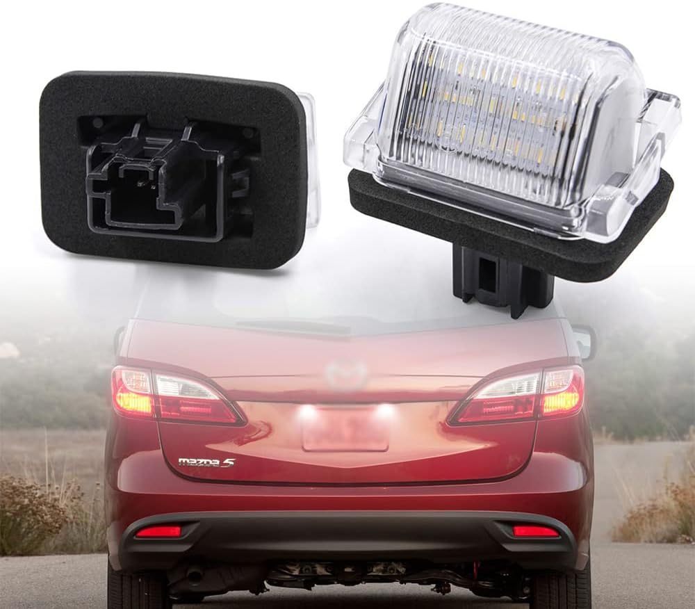 NSLUMO LED License Plate Light Assembly for Mazda CX9 CX-9 TB Mazda5, OEM Fit Replacement White 18-SMD Number Plate Led Tag Light