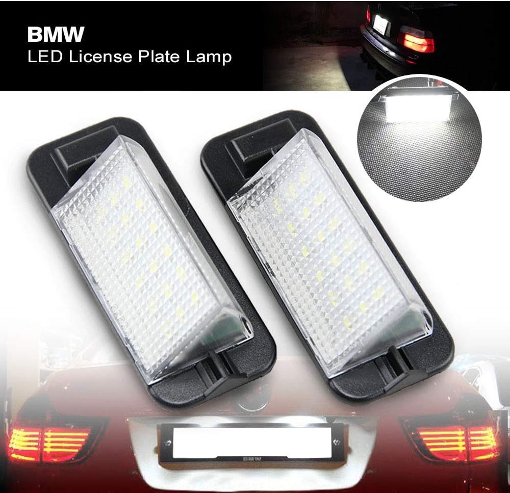 E36 Led License Plate Light Replacement for B-MW E36 3 series 318i 325i 328i 1992 1993 1994 1995 1996 1997 1998 Led Number Plate Lamp Auto Rear Tag Light Assembly Direct Bulb Cover Housing Replacement