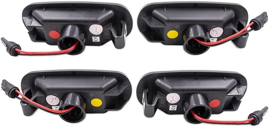 Led Side Marker Lights Replacement for 2003-2009 Do'dge Ram 3500 HD Dual Rear Wheel Amber/ Red Fender Bed Side Markers Euro Smoked Lens Replace OEM Sidemarker Lamps Clearance Parking Light Assembly