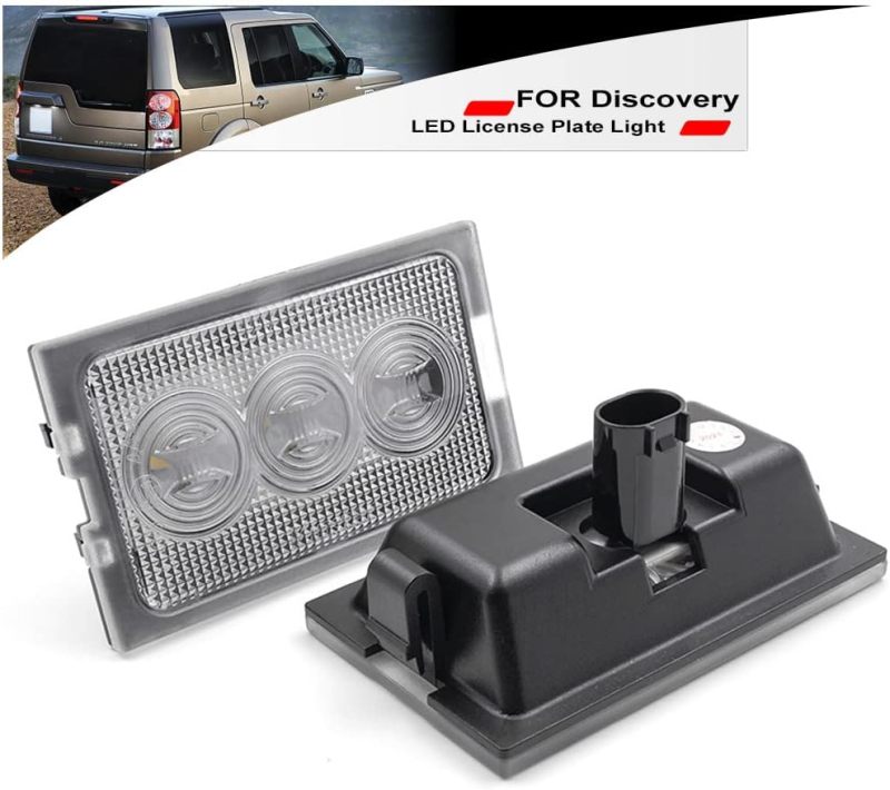 Landrover Led License Plate Light - Led Rear Tag Lights Kit Fit for Discovery L319 LR3 LR4 L320 Range Rover White Number Plate Frame Lamp Bulb Assembly Direct Replacement