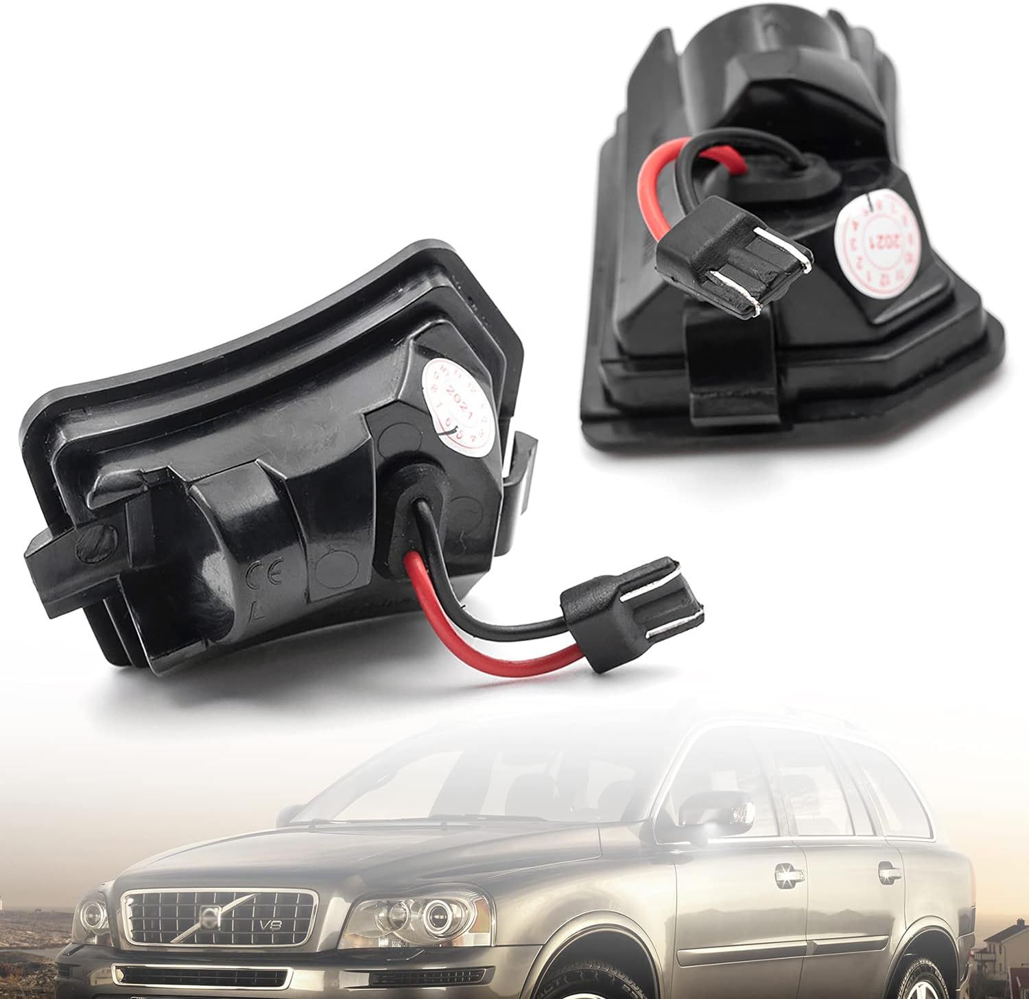 NSLUMO Full LED Side Under-Mirror Puddle Light for Vol-vo XC90 XC70 S60 V60 S80 V70, 18SMD Super Bright Xenon White LED Puddle Lights Lamp Assembly OEM Replacement