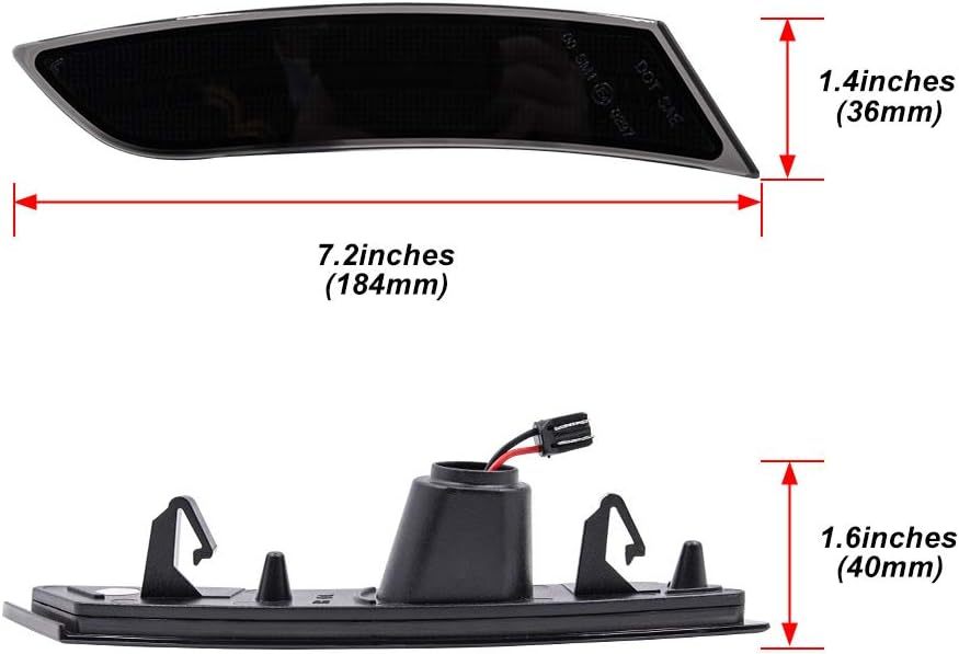 NSLUMO Amber LED Side Marker Lights for 2013-2017 Cadillac XTS Smoke Lens Led Front Bumper Side Marker Lamps OEM Replacement