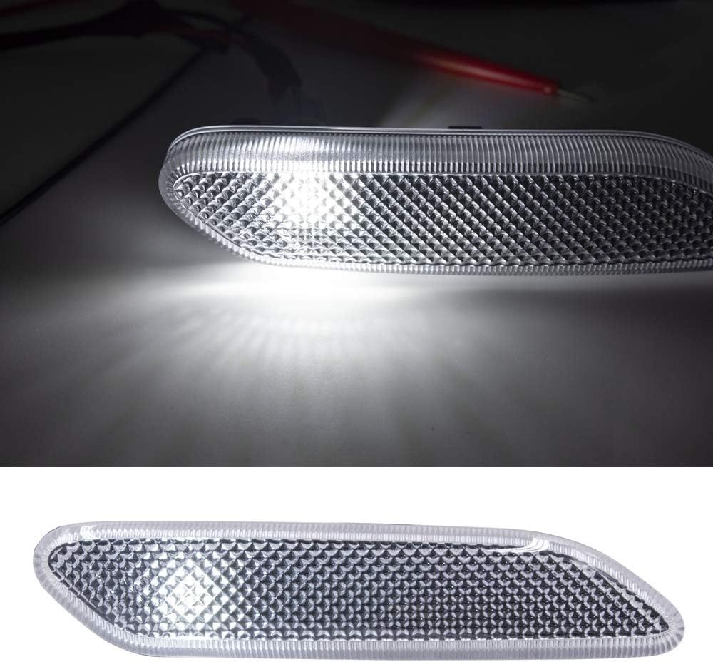 NSLUMO Front Fender White Led Side Marker Lights Compatible with 11-16 MINI R60 Countryman R61 Paceman Clear Lens Side Light Housing w/White T10 5-SMD LED Bulbs OEM Sidemarker Replacement