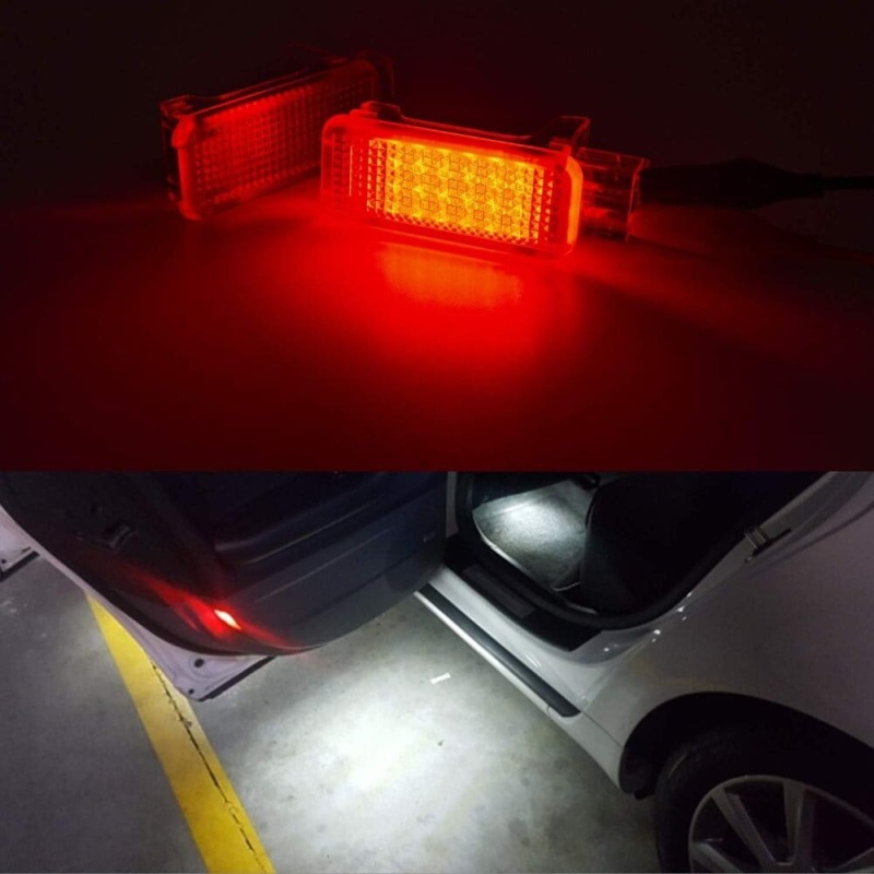 LED Courtesy Door Projector Light Replacement for Audi A3 A4 A5 A6 A7 S3 S4 S5 S6 S7 Q5 Q7 TT, VW, Porsche, 18-SMD White/Red/Blue