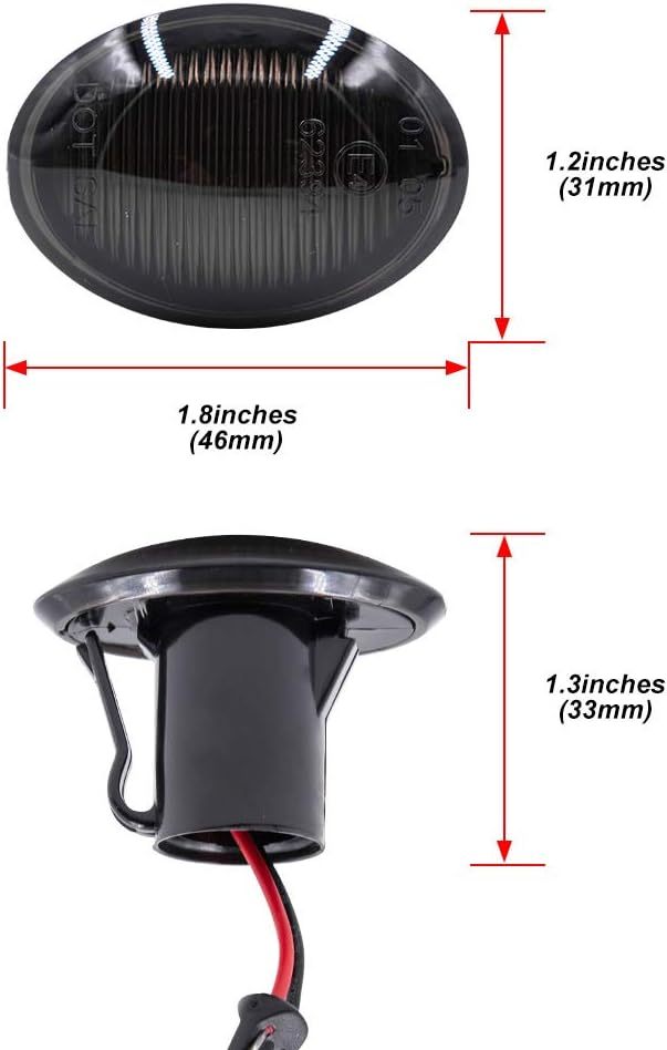 Sequential Amber LED Side Marker Light for 07-19 Fiat 500 500e 500c Abarth Smoked Lens 40-SMD Amber Front Marker Lights Replace OEM Sidemarker Lamps