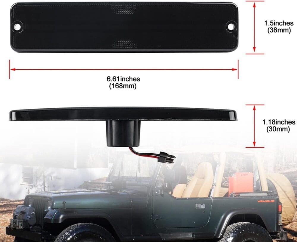 Wrangler YJ LED Side Marker Lights Replacement for 1987-1995 Jeep YJ Wrangler, Smoked Lens Amber Led Fender Side Turn Signal Reflector Light Kit Pair Driver Passenger Lamp Assembly 56001424