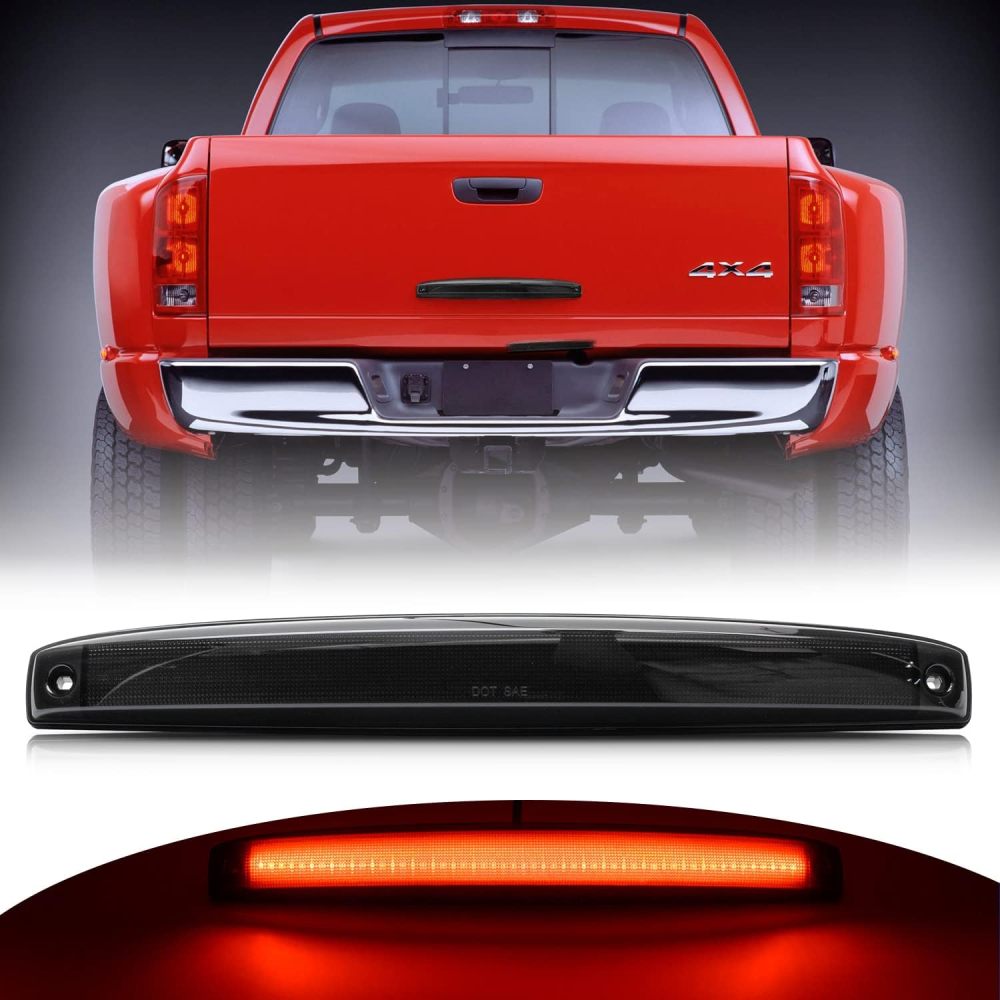 Led Tailgate Light Bar Replacement for 2003-2006 Dodge Ram 2500 3500 Bright Red 54SMD LED Rear Brake Lamp Smoked/Red Lens OEM #5086509AA