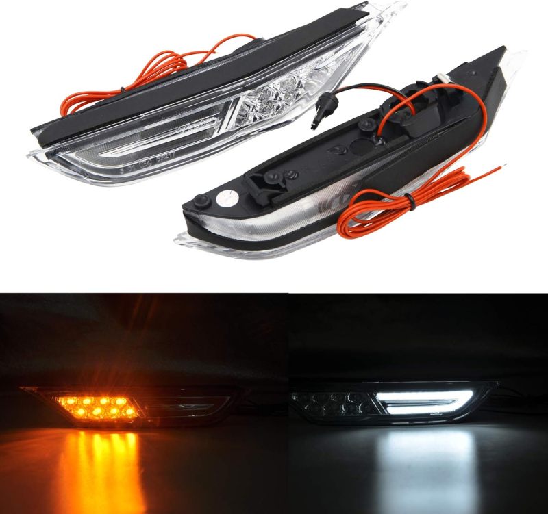 Led Side Marker Light for 2007-2017 Nissan GTR R35 Smoked/Clear Lens Lamps with White DRL and Amber Turn Signal Lights Direct OEM Replacement for GTR R35
