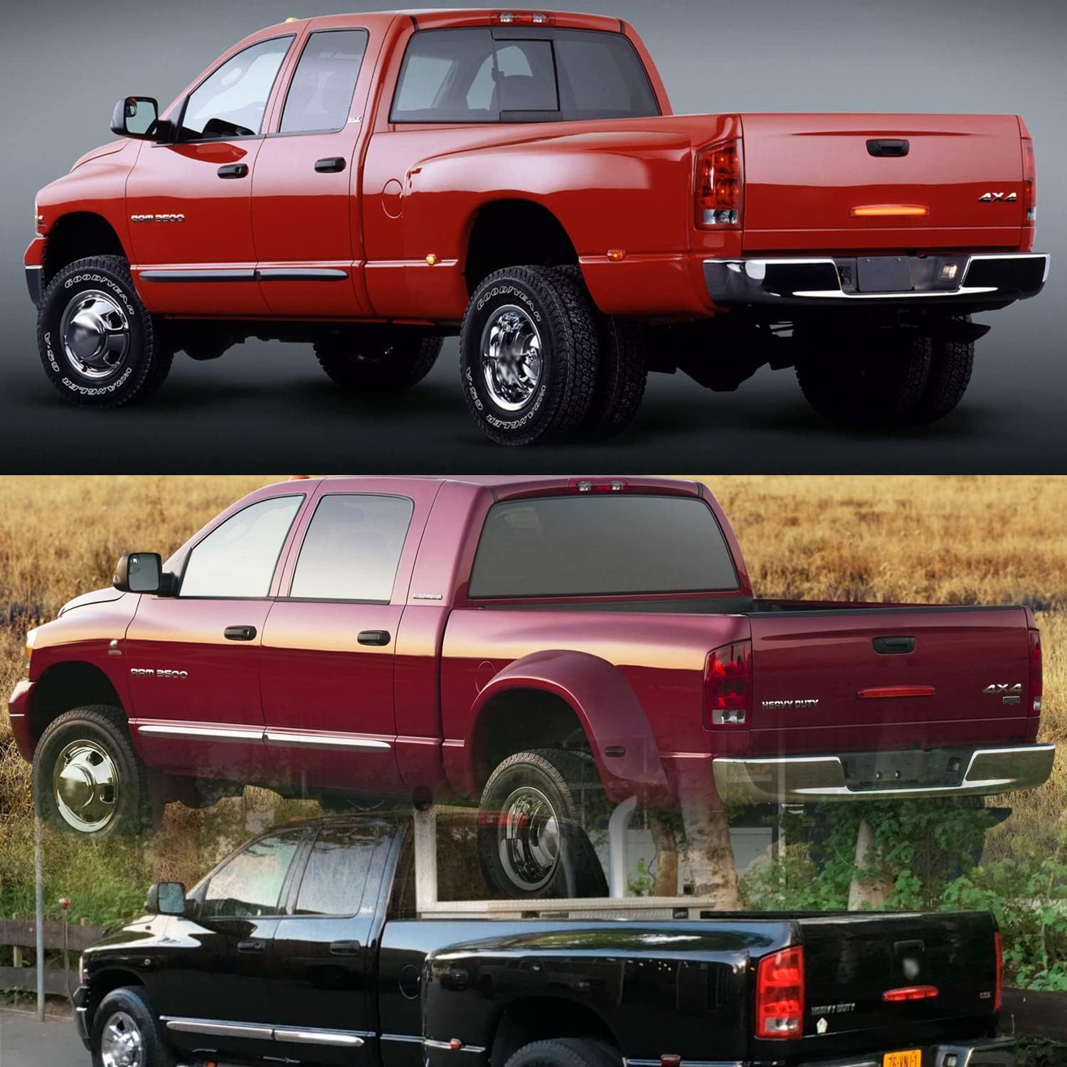 Led Tailgate Light Bar Replacement for 2003-2006 Dodge Ram 2500 3500 Bright Red 54SMD LED Rear Brake Lamp Smoked/Red Lens OEM #5086509AA