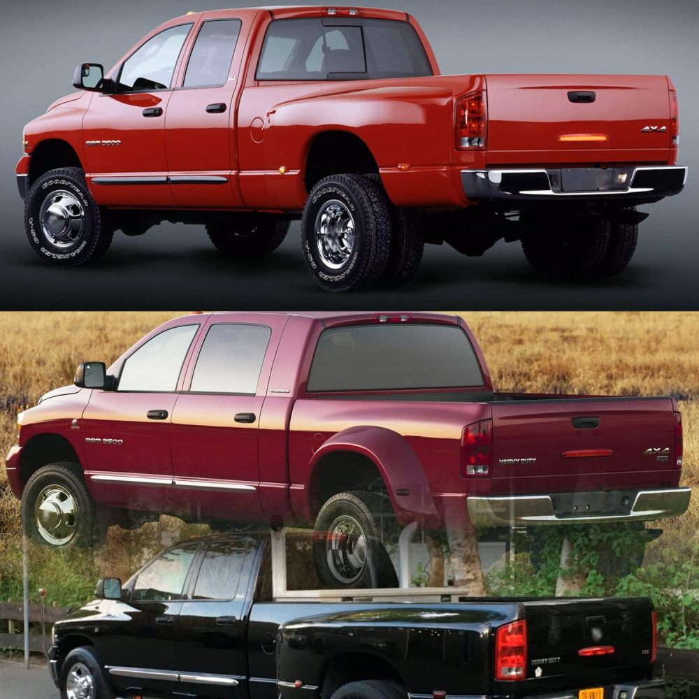 Led Tailgate Light Bar Replacement for 2003-2006 Dodge Ram 2500 3500 Bright Red 54SMD LED Rear Brake Lamp Smoked/Red Lens OEM #5086509AA