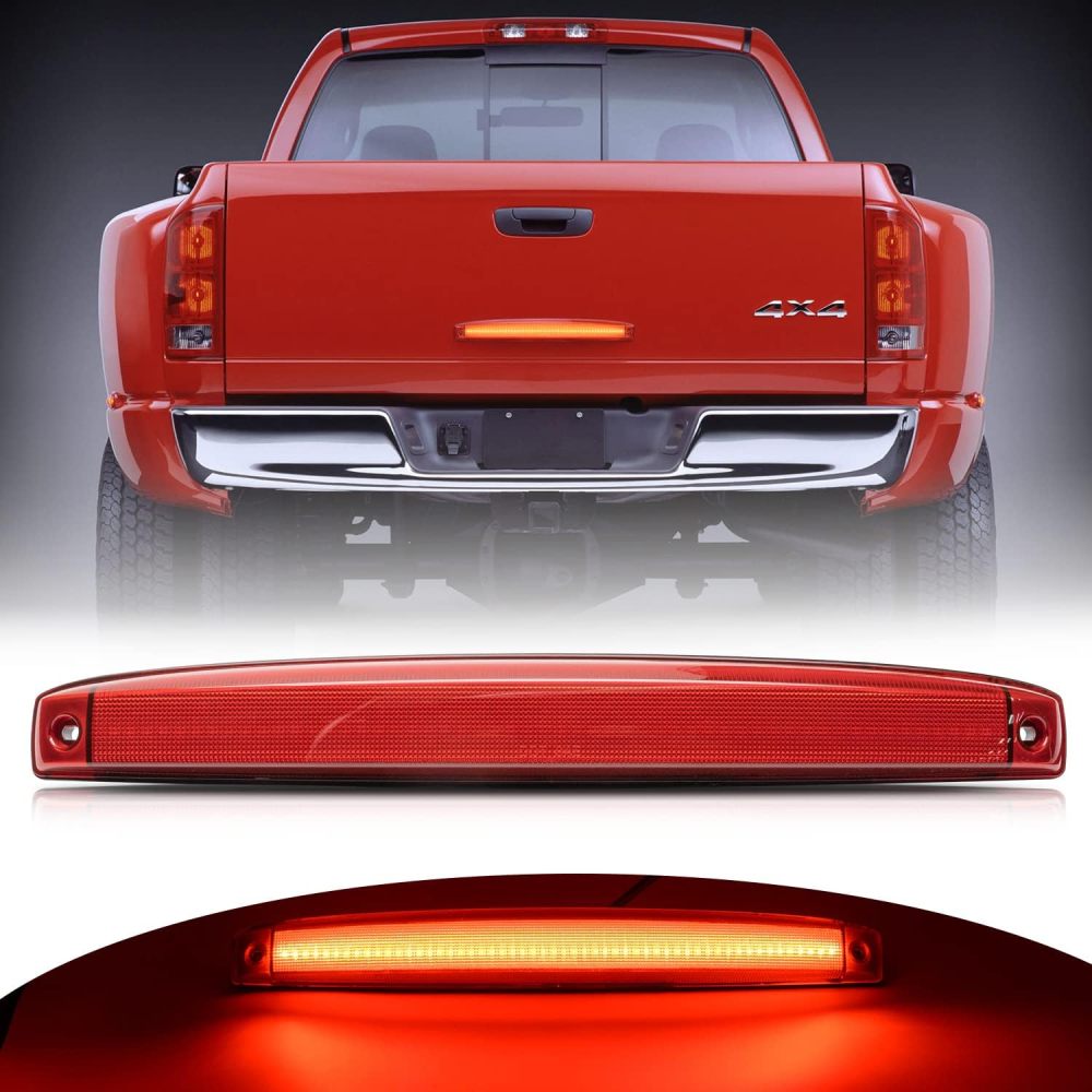 Led Tailgate Light Bar Replacement for 2003-2006 Dodge Ram 2500 3500 Bright Red 54SMD LED Rear Brake Lamp Smoked/Red Lens OEM #5086509AA