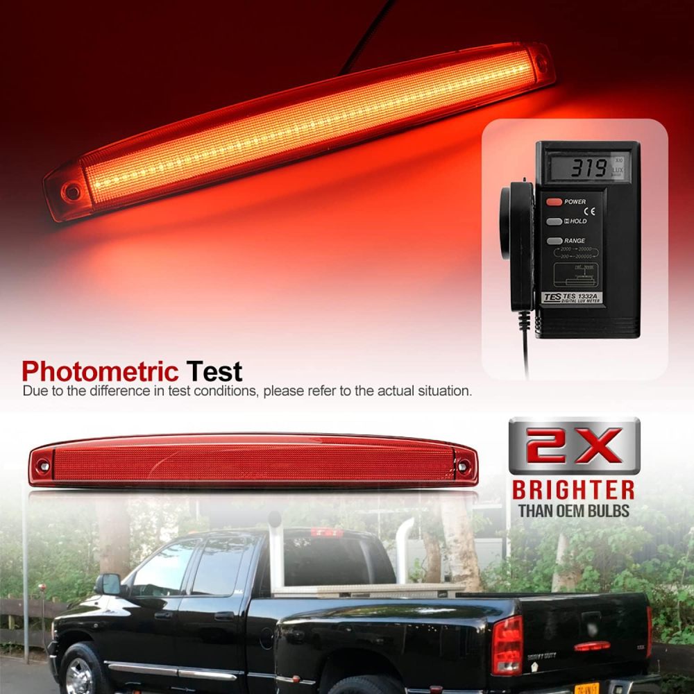 Led Tailgate Light Bar Replacement for 2003-2006 Dodge Ram 2500 3500 Bright Red 54SMD LED Rear Brake Lamp Smoked/Red Lens OEM #5086509AA