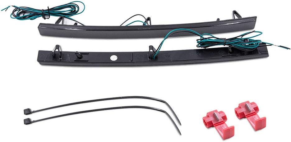 LED Rear Bumper Reflector Lights for 2014 2015 2016 2017 2018 2019 Chevy Corvette C7 LED Reflectors Light Kit Smoked/Red Lens