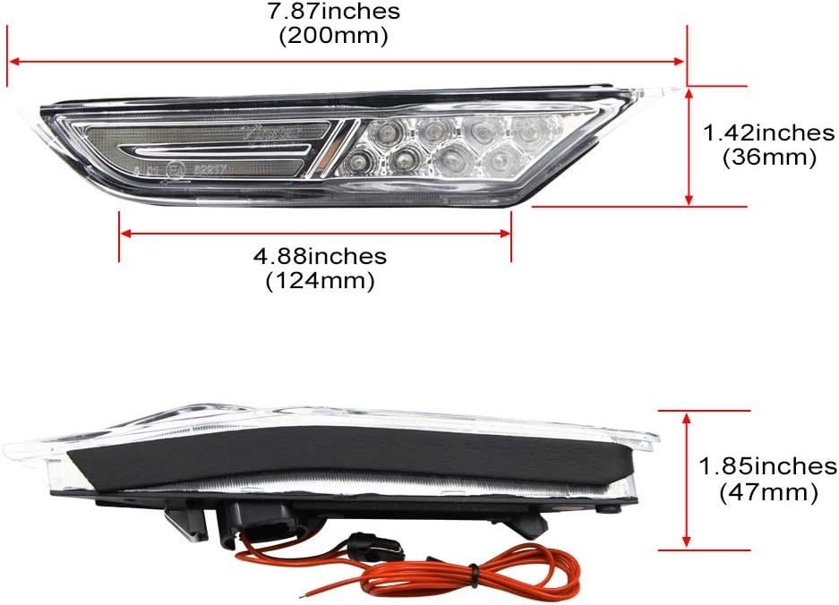 Led Side Marker Light for 2007-2017 Nissan GTR R35 Smoked/Clear Lens Lamps with White DRL and Amber Turn Signal Lights Direct OEM Replacement for GTR R35