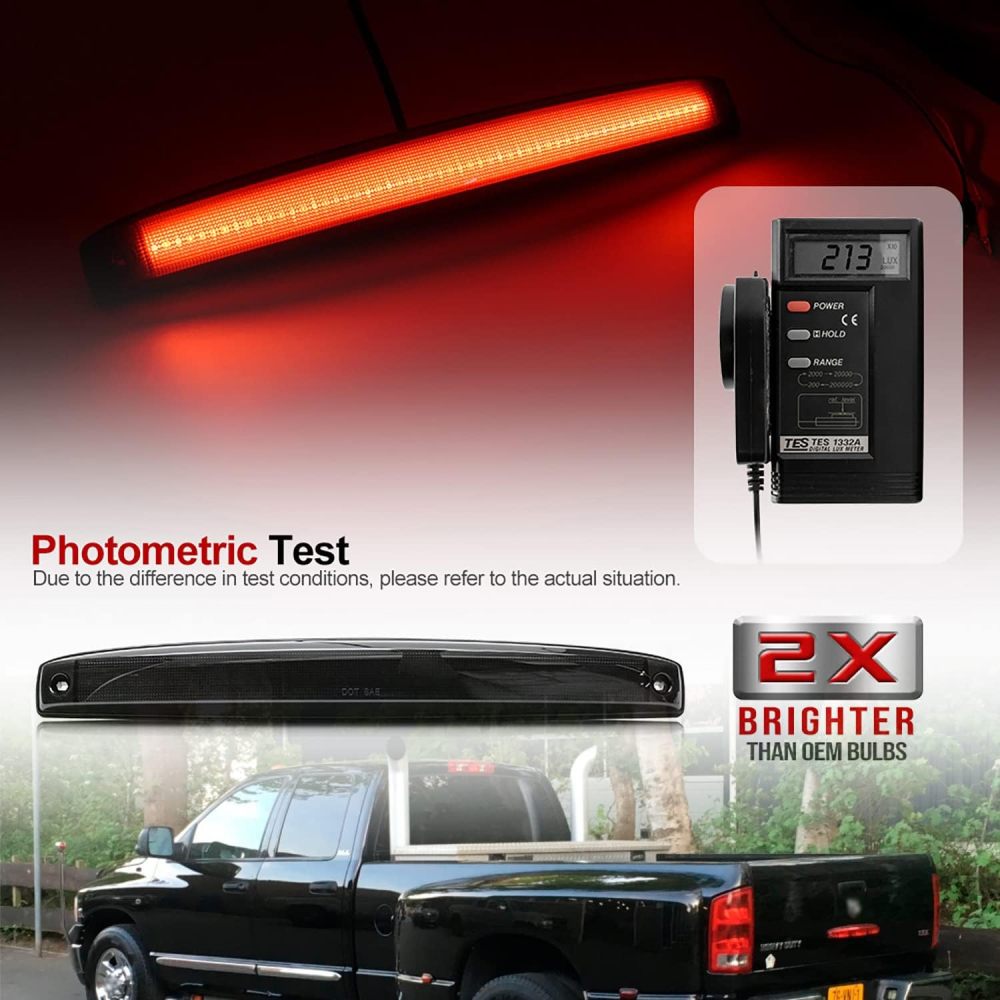 Led Tailgate Light Bar Replacement for 2003-2006 Dodge Ram 2500 3500 Bright Red 54SMD LED Rear Brake Lamp Smoked/Red Lens OEM #5086509AA