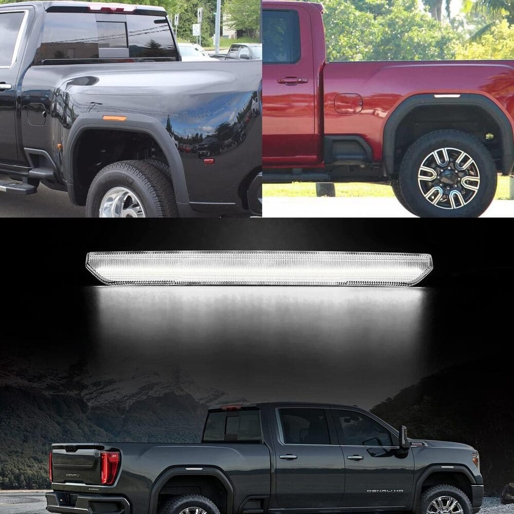 Led Side Marker Lights Replacement for 2020 2021 2022 GMC Sierra 2500HD 3500HD Pickup Amber Front Rear Side Markers Left Right Fender OEM Fit Sidemarker Lamps Kit Euro Clear Lens