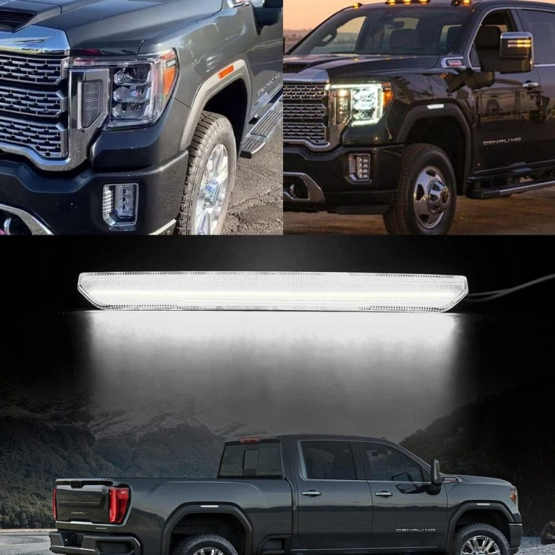 Led Side Marker Lights Replacement for 2020 2021 2022 GMC Sierra 2500HD 3500HD Pickup Amber Front Rear Side Markers Left Right Fender OEM Fit Sidemarker Lamps Kit Euro Clear Lens
