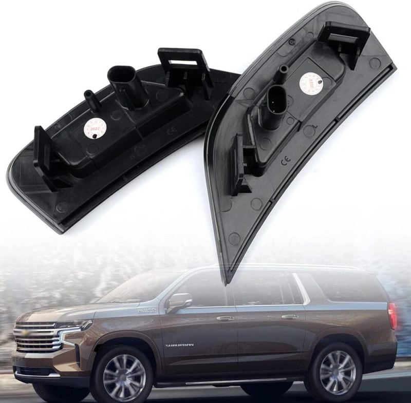 LED Side Marker Lights Replacement for 2021 2022 2023 Chevy Tahoe Suburban Escalade ESV White/Amber Led Fender Side Turn Signal Parking Light Assembly GM2550206 Replace OEM Side Lamps Smoked Lens