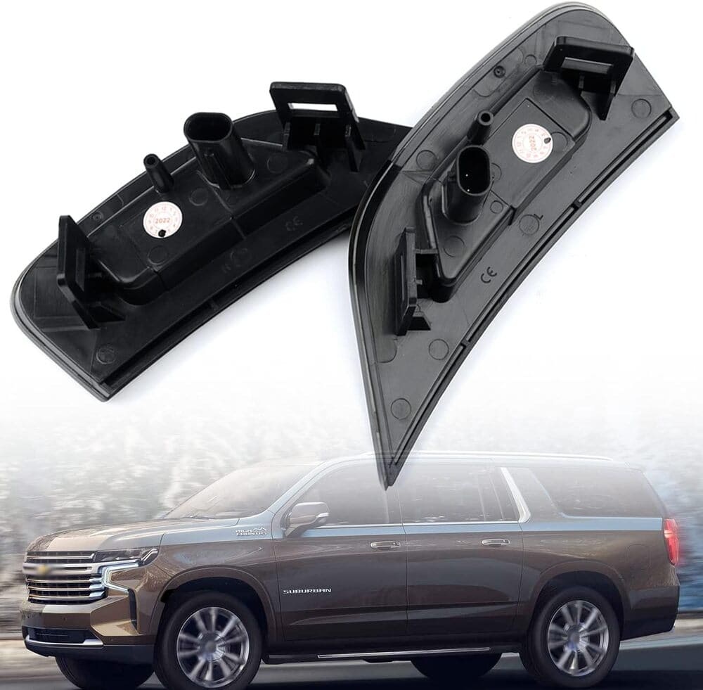 LED Side Marker Lights Replacement for 2021 2022 2023 Chevy Tahoe Suburban Escalade ESV White/Amber Led Fender Side Turn Signal Parking Light Assembly GM2550206 Replace OEM Side Lamps Smoked Lens