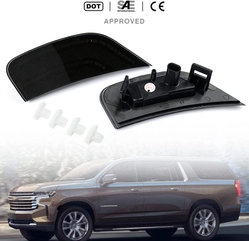 LED Side Marker Lights Replacement for 2021 2022 2023 Chevy Tahoe Suburban Escalade ESV White/Amber Led Fender Side Turn Signal Parking Light Assembly GM2550206 Replace OEM Side Lamps Smoked Lens