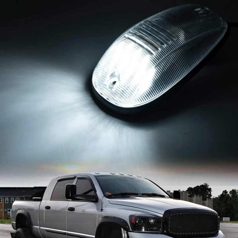 LED Cab Marker Lights Replacement for Dodge Ram 1500 2500 3500 Pickup 2003-2018 Amber Front Roof Mounted Cab Light Kit Clear Lens OEM Fit Roof Running Cab Marker Lamps for Pickup Trucks
