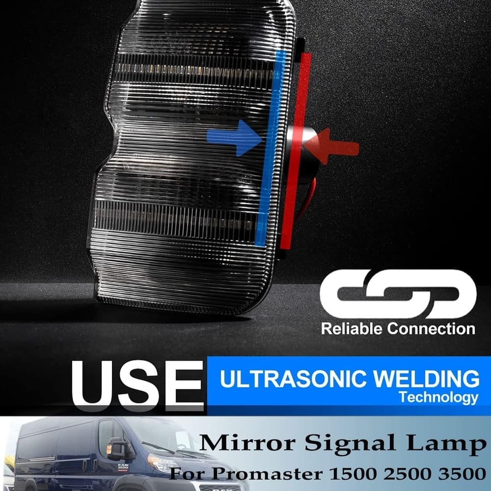 Sequential LED Side Mirror Marker Lights Compatible w/ 2014-2022 Dodge RAM Promaster 1500/2500/3500 Towing Mirror Turn Signal Indicator Lamp Assembly Smoked/Clear Lens