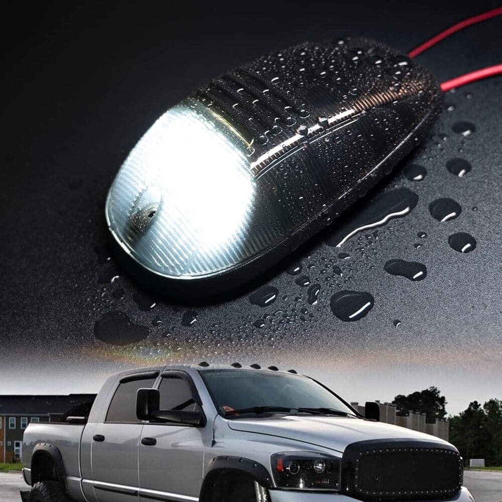 LED Cab Marker Lights Compatible w/ 2003-2018 Dodge Ram 1500 2500 3500 Pickup Amber Front Roof Mounted Cab Light Kit Smoked Lens OEM Fit Roof Running Cab Marker Lamps for Pickup Trucks