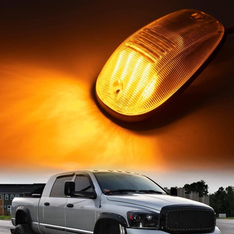 LED Cab Marker Lights Replacement for Dodge Ram 1500 2500 3500 Pickup 2003-2018 Amber Front Roof Mounted Cab Light Kit Clear Lens OEM Fit Roof Running Cab Marker Lamps for Pickup Trucks