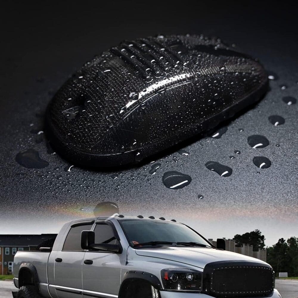 LED Cab Marker Light Housings Compatible w/ 2003-2018 Dodge Ram 1500 2500 3500 Pickup Front Roof Mounted Cab Light Covers Smoked/Clear Lens OEM Fit Cab Roof Marker Running Light Housing Replacement