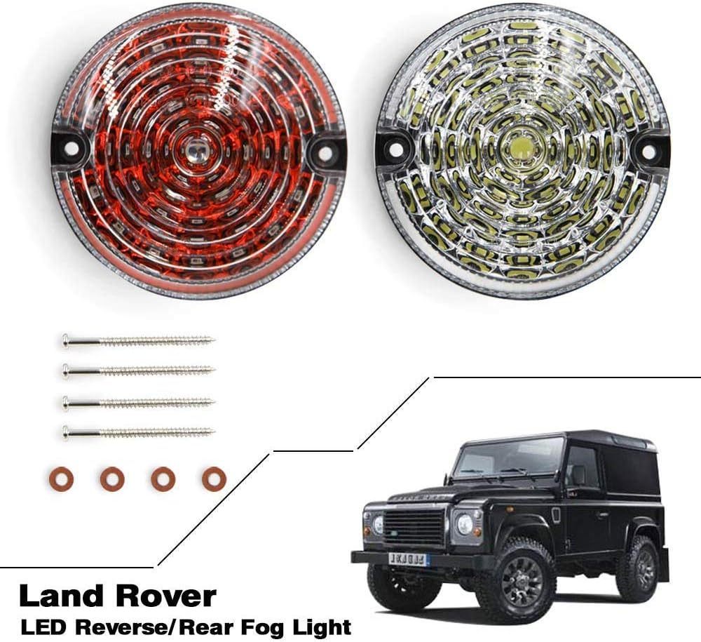LED Rear Fog Reverse Light 95mm for Land Rover Defender 2001-2016 White Reverse Light Rear Fog Lamp Assembly