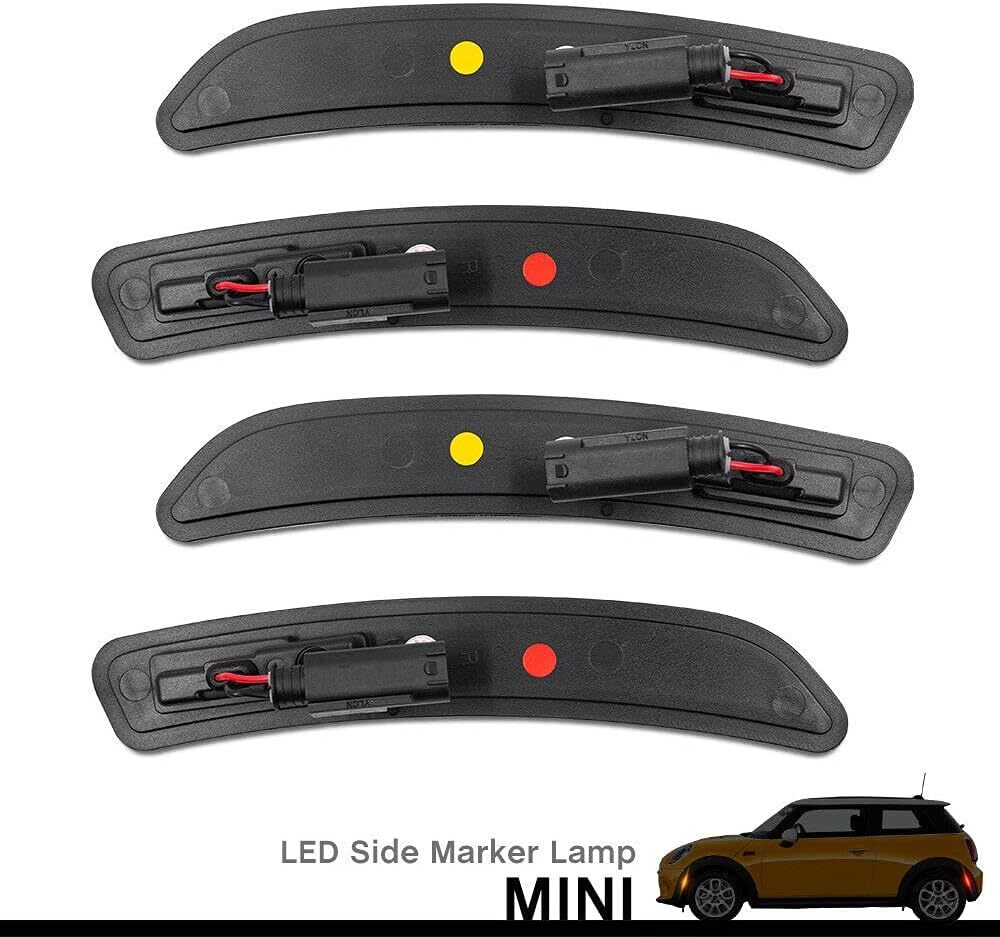 Amber Red LED Side Marker Lights for F55 F56 F57 MINI Cooper 2014 2015 2016 2017 2018 2019 Smoked/Clear Len