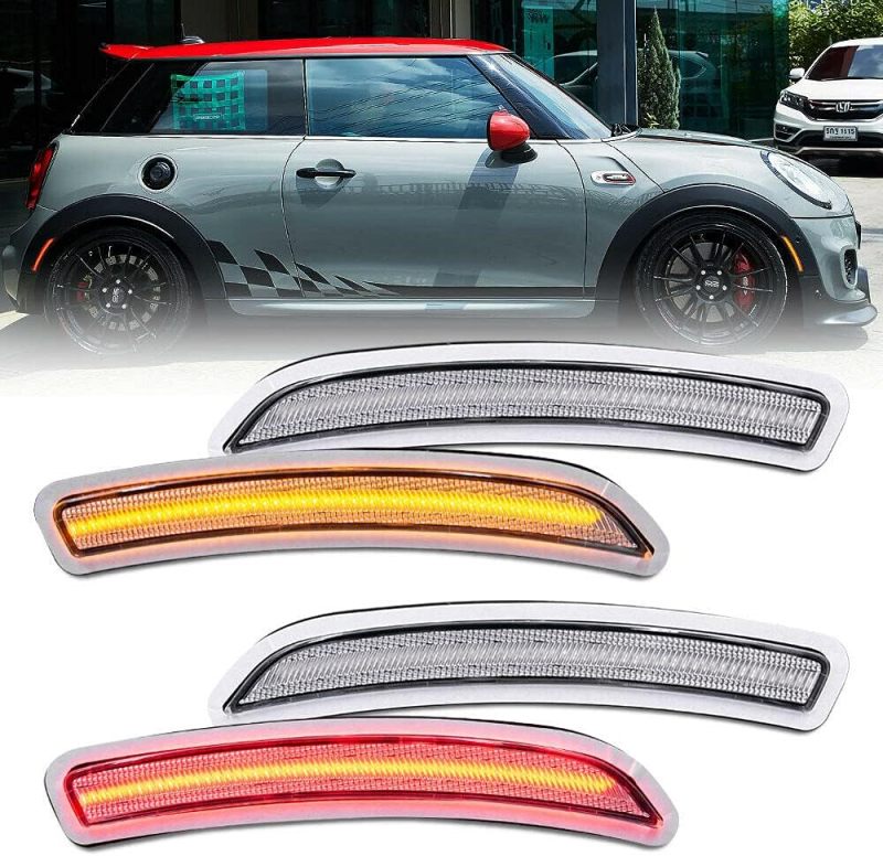 Amber Red LED Side Marker Lights for F55 F56 F57 MINI Cooper 2014 2015 2016 2017 2018 2019 Smoked/Clear Len