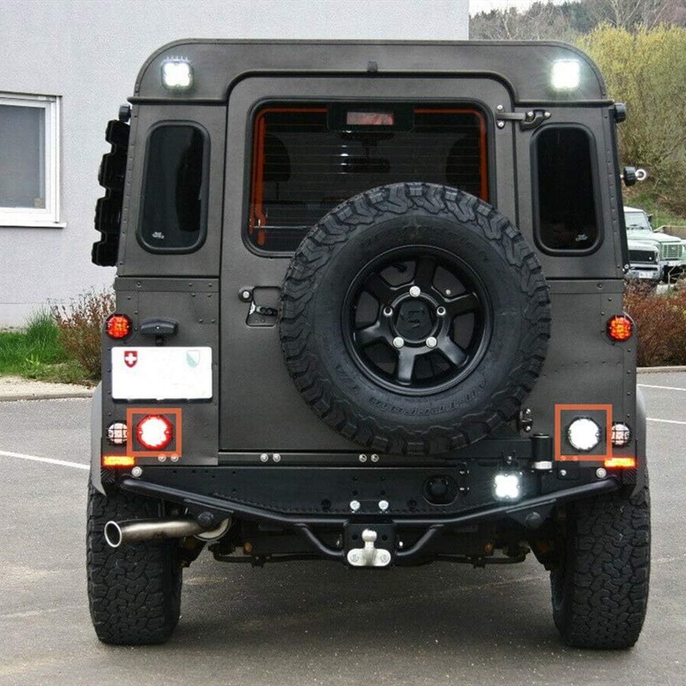 LED Rear Fog Reverse Light 95mm for Land Rover Defender 2001-2016 White Reverse Light Rear Fog Lamp Assembly