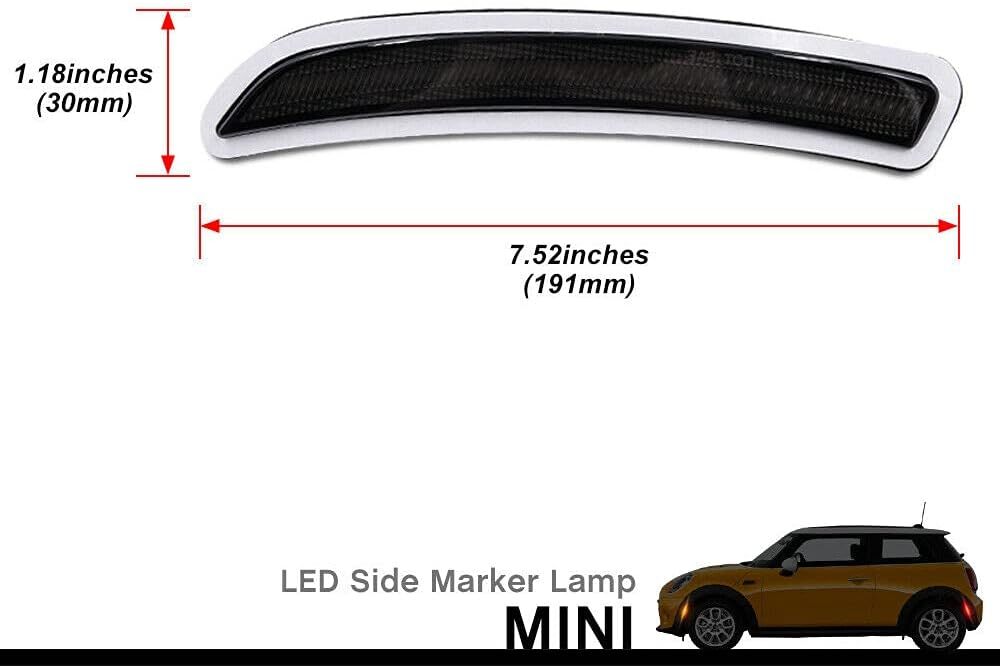 Amber Red LED Side Marker Lights for F55 F56 F57 MINI Cooper 2014 2015 2016 2017 2018 2019 Smoked/Clear Len