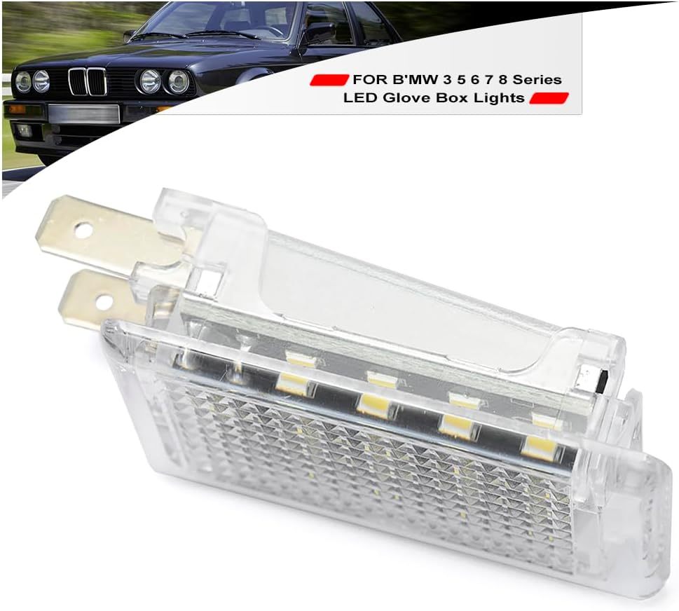NSLUMO Led Interior Glove Box Courtesy Light Replacement for 1977-1997 B'MW 3 5 6 7 8 Series E30 E36 E34 E24 E32 E31 18-SMD 6500K White LED Glove Box Compartment Lamps Assembly