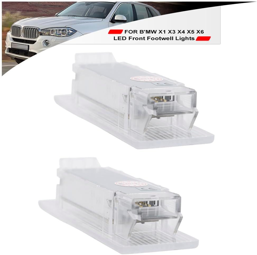 NSLUMO Led Interior Footwell Lights Replacement for 2014-2023 B'MW F48 G01 iX3 G08 G02 F15 F16 6500K Xenon White Under Dashboard Floor Lamp Assembly Courtesy Front Foot Light Error Free