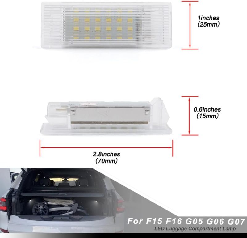 NSLUMO Led Courtesy Luggage Compartment Lights Replacement for 2014-2023 B'MW X5 X6 X7 F15 F16 G05 G06 G07 6500K Xenon White Led Interior Trunk Lamp Tailgate Light Assembly