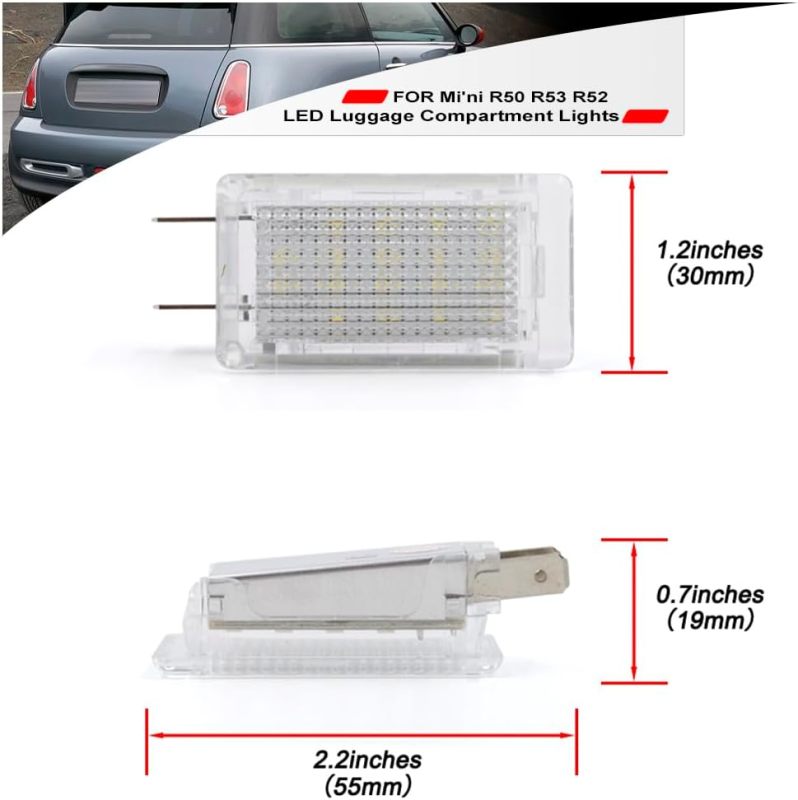 NSLUMO Led Interior Luggage Compartment Lights Replacement for 2001-2008 Mi'ni Cooper Hardtop R50 R53 Convertible R52 18-SMD 6500K White Led Courtesy Trunk Cargo Light Assembly