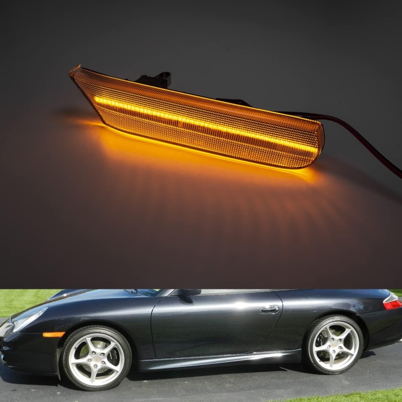 Led Side Marker Lights for Porsche 1997-2004 986 Boxster 996 Carrera 911 Smoked/Clear Lens Amber