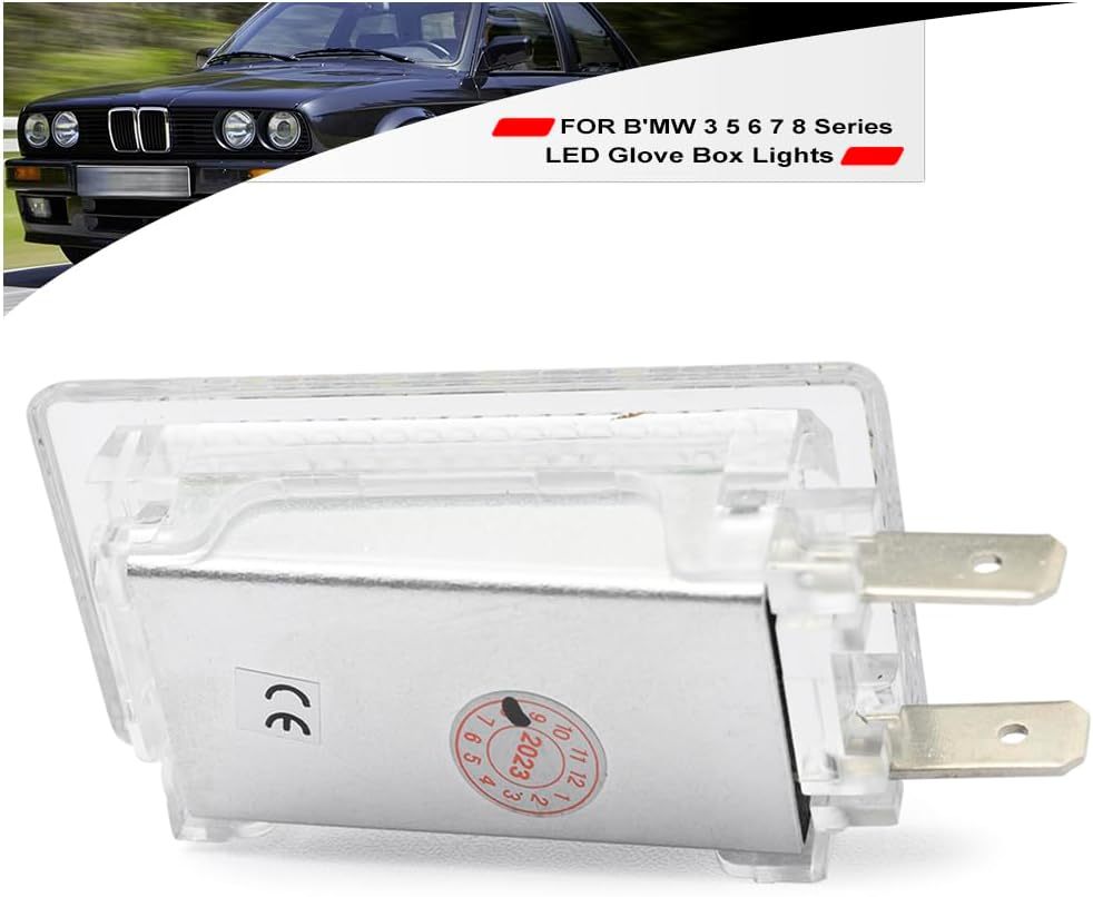 NSLUMO Led Interior Glove Box Courtesy Light Replacement for 1977-1997 B'MW 3 5 6 7 8 Series E30 E36 E34 E24 E32 E31 18-SMD 6500K White LED Glove Box Compartment Lamps Assembly